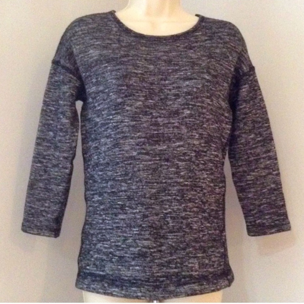 J.Crew Black White Marled Sweater Exposed Back Zip